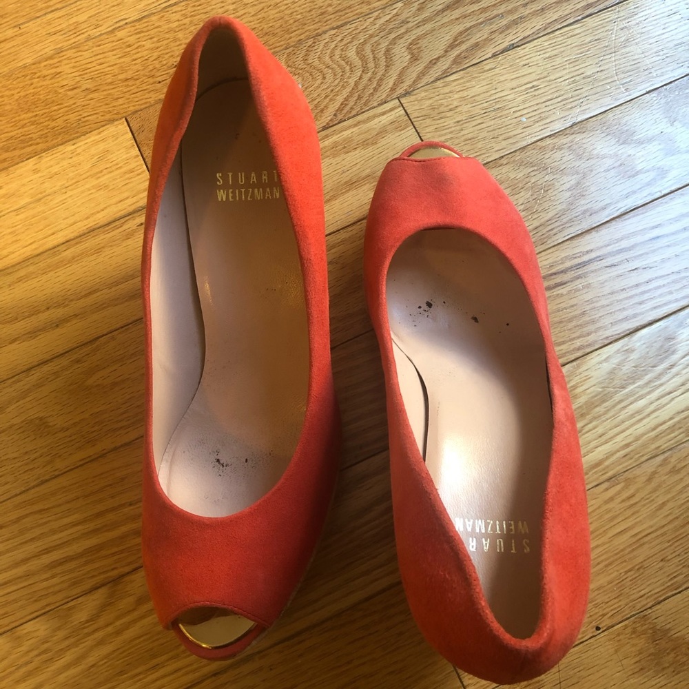 Stuart Weitzman peep toe platform wedges